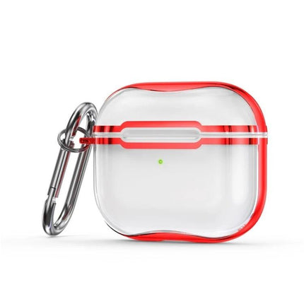 Keep Your AirPods Safe with This Hook Case for Daily Use — Clear red hook case with carabiner for easy carry