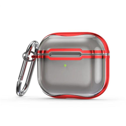 Keep Your AirPods Safe with This Hook Case for Daily Use - Clear red hook case with carabiner attached