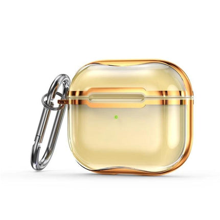 Keep Your AirPods Safe with This Hook Case for Daily Use - Transparent Gold AirPods case with metal carabiner