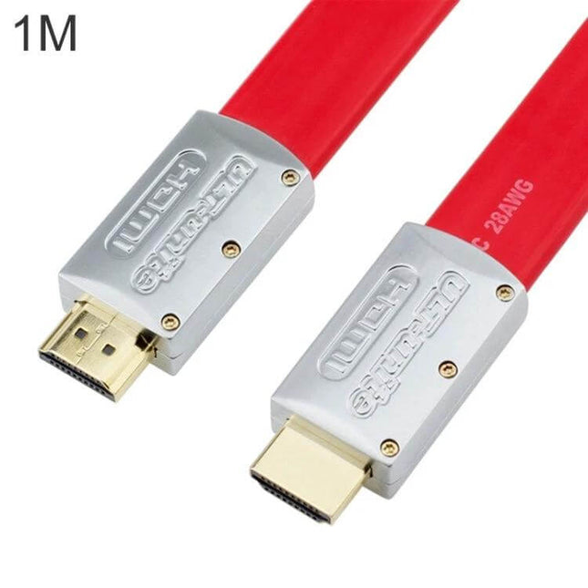 ULT-unite Gold-Plated 4K Ultra HD HDMI Cable for Home Use red flat cable with gold-plated connectors and silver housings