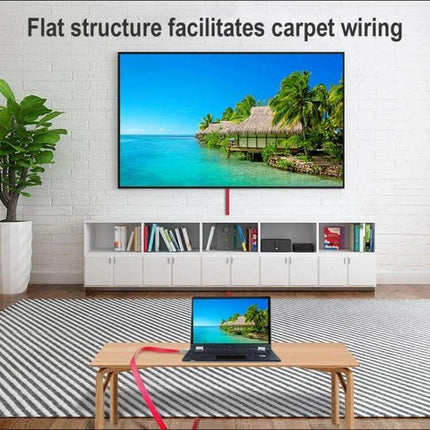 ULT-unite Gold-Plated 4K Ultra HD HDMI Cable for Home Use connecting laptop to wall-mounted TV over carpet with flat wiring