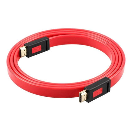 ULT-unite 4K Ultra HD Gold-Plated HDMI Cable for Daily Connections - red flat HDMI cable with gold-plated connectors for TV, PC, gaming console