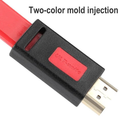 ULT-unite 4K Ultra HD Gold-Plated HDMI Cable for Daily Connections close-up of red and black gold-plated HDMI connector