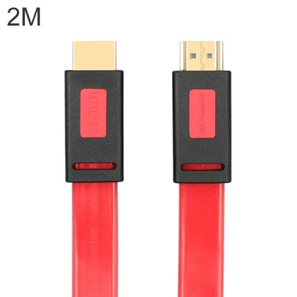 ULT-unite 4K Ultra HD Gold-Plated HDMI Cable for Daily Connections - 2M red flat cable with gold-plated HDMI connectors for TV, PC, gaming