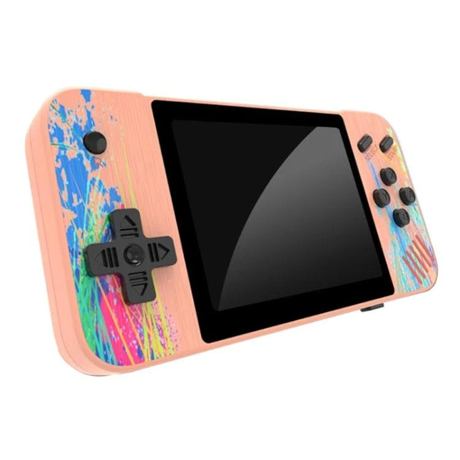 G3 Macaron Handheld Game Console for Portable Single Player Fun - Pink splatter 3.5-inch LCD handheld with 800 preloaded games