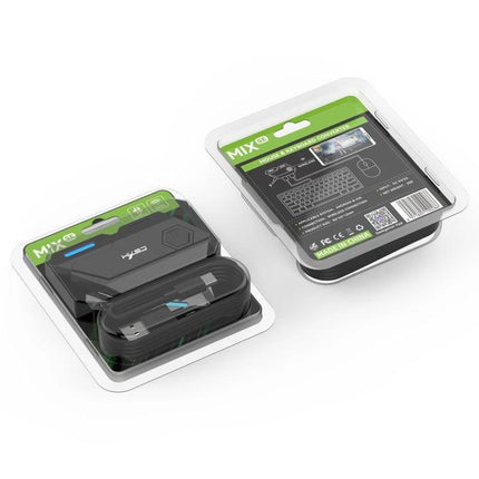 HXSJ Converter for Everyday Mobile Gaming Controls packaged adapter showing USB2 wired cable and keyboard mouse compatibility