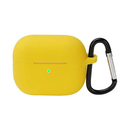 Silicone Earphone Case with Hook for Daily Outings in bright yellow with carabiner for easy carrying