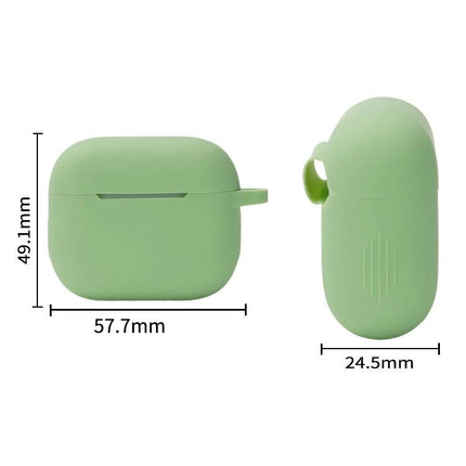 Silicone Earphone Case with Hook for Daily Outings in Mint Green Showing Dimensions And Side Hook