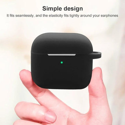 Silicone Earphone Case with Hook for Daily Outings Black Silicone Case Held Between Fingers With LED Indicator And Side Hook