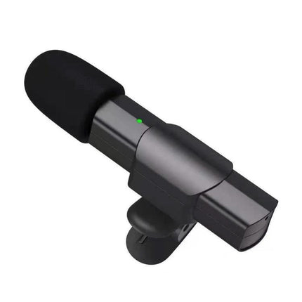 Mini Lavalier Microphone for Daily Video Recordings clipped to clothing with foam windscreen and Type-C connector