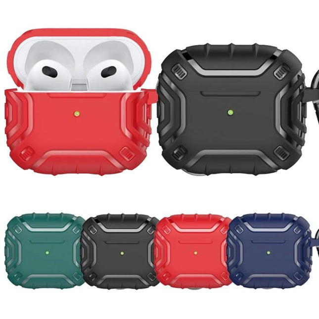 Alien Protective Case for Secure Earbud Use on the Go rugged 360° protective silicone case in red, black, green, navy for AirPods