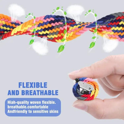 22mm Nylon Braided Watch Strap Adjustable Metal Buckle