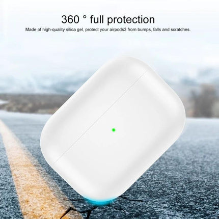 Essential Silicone Cover for Everyday Earbud Protection showing white silicone case with 360-degree protection on cracked road background