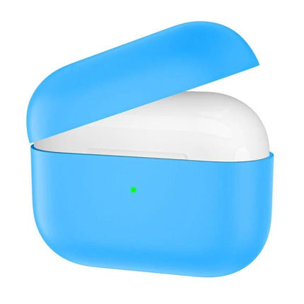 Essential Silicone Cover for Everyday Earbud Protection blue silicone case shown open over white earbuds with charging access