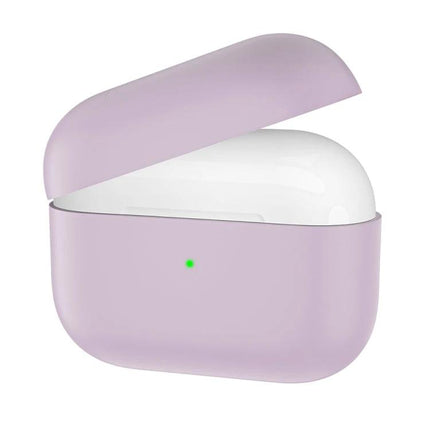 Essential Silicone Cover for Everyday Earbud Protection in pastel lavender showing 360-degree protection with open lid and charging access