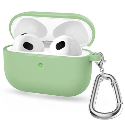 Silicone Case for Everyday AirPods Protection on the Go — Mint Green silicone case with carabiner for drop and scratch protection