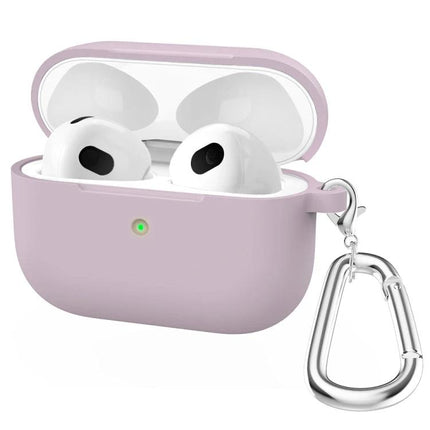 Silicone Case for Everyday AirPods Protection on the Go in soft pink with built-in hook and carabiner for drop and scratch protection