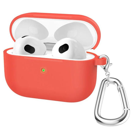 Silicone Case for Everyday AirPods Protection on the Go - Coral Red Silicone Case with Carabiner Hook