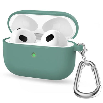 Silicone Case for Everyday AirPods Protection on the Go in teal with built-in hook and carabiner for drop and scratch protection