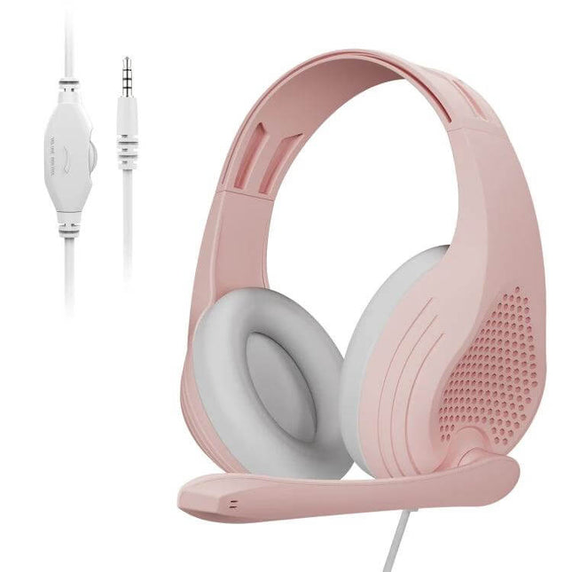Sades Gaming Headset With Comfortable Fit For Long Sessions pink wired headset with mic, 40mm drivers, 1.9m cable, cushioned earcups