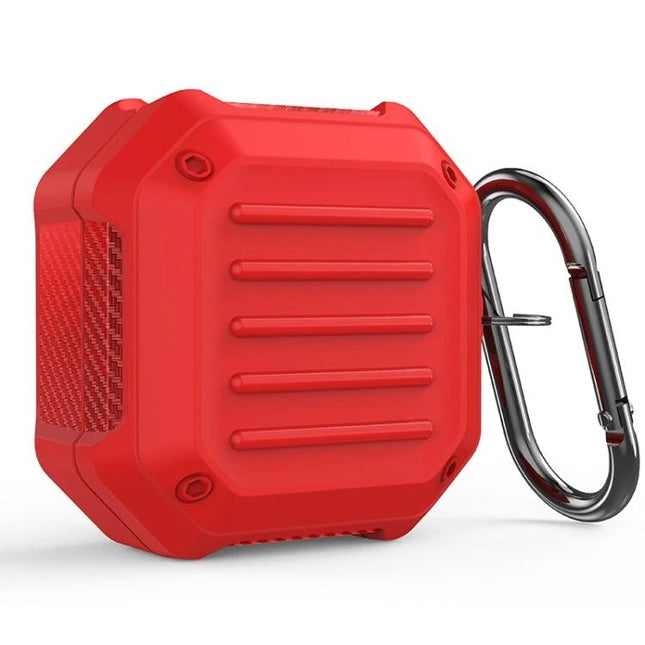 Sturdy Case for Samsung Galaxy Buds During Daily Travel red dustproof rugged protective case with carabiner clip