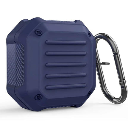 Sturdy Case for Samsung Galaxy Buds During Daily Travel — navy dustproof protective case with carabiner, slim everyday carry