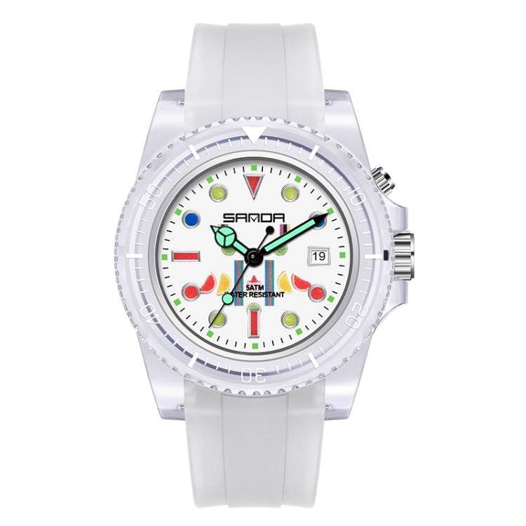 SANDA 6078 Fluorescent Calendar Dial Quartz Watch Women Stylish Women’s Timepiece