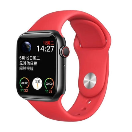 Smart Watch for Everyday Health and Activity Tracking – red fitness smartwatch showing heart rate, blood pressure, and activity reminders