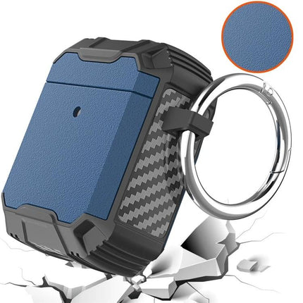 Protective Case for AirPods with Hook for Daily Carrying - Blue Rugged Drop-Proof Case With Keyring Clip