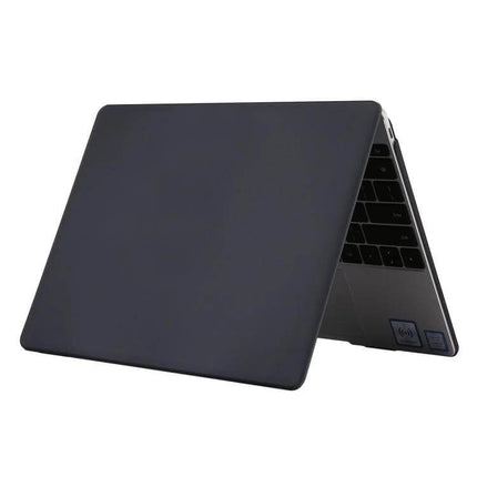 Frosted Shockproof Protective Case for Huawei Laptops shown on open Huawei laptop in matte dark finish protecting top and edges