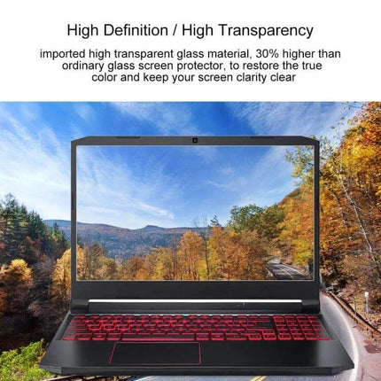 Tempered Glass Screen Protector for Acer 15.6 Inch Laptops showing high-definition transparency on a laptop display
