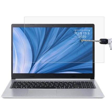 Tempered Glass Screen Protector for Acer 15.6 Inch Laptops showing drill impact resistance and anti-glare clarity