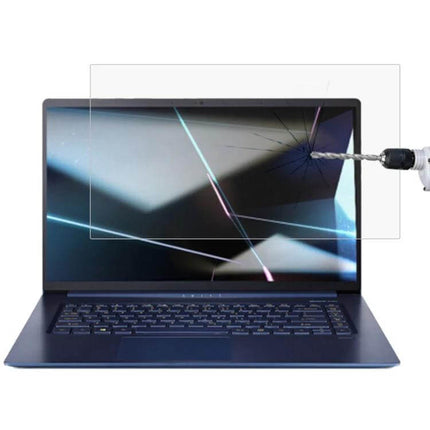 Tempered Glass Screen Protector for Acer 15.6 Inch Laptops - shatter-resistant clear cover showing drill impact protection