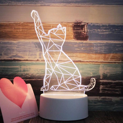 Enhance Your Home Decor With A Fun LED Night Light geometric cat lamp emitting soft ambient glow on bedside table
