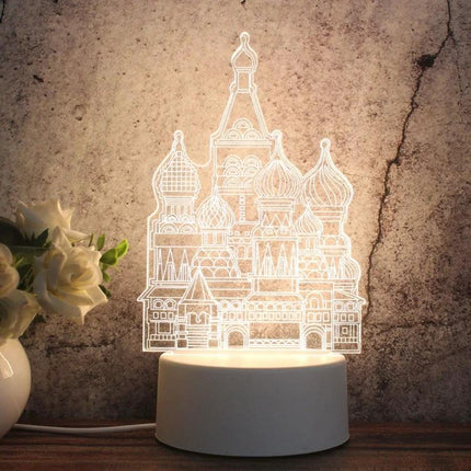 Enhance Your Home Decor With A Fun LED Night Light white architectural 3D acrylic LED night lamp on table