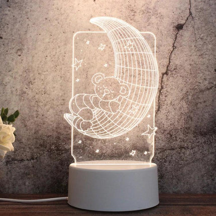 Enhance Your Home Decor With A Fun LED Night Light: Cute moon-and-bear acrylic LED night light for bedroom reading and kids' gentle illumination