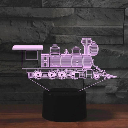 Decorative 3D LED Light for Bedroom and Living Room Use - battery-powered acrylic train design night light for cozy reading and shelf decor