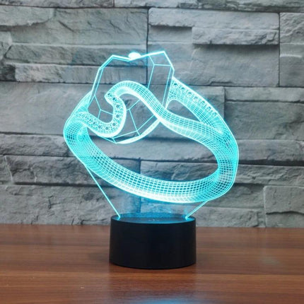 Decorative 3D LED Light for Bedroom and Living Room Use — acrylic cord-free 3D lip design on battery-powered black base