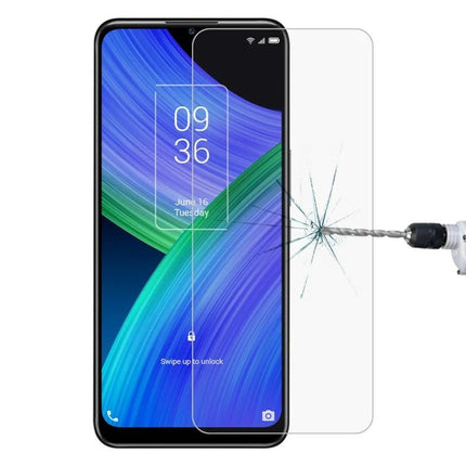 Tempered Glass Screen Protectors for Multiple Device Models showing clear protective glass resisting drill impact on smartphone screen
