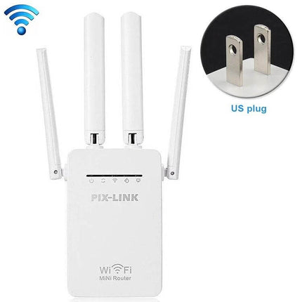 Wireless WiFi Signal Repeater with Four External Antennas white wall plug WiFi extender for home and office