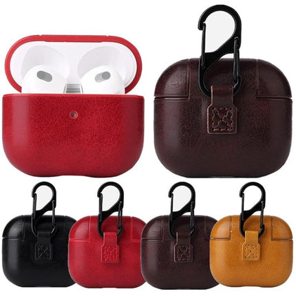AirPods Protective Case for Daily Commutes and Activities - leather-style 360° protective case with carabiner for charging access