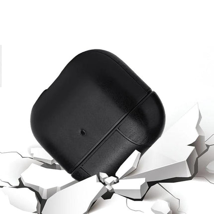 AirPods Protective Case for Daily Commutes and Activities in black showing 360-degree drop protection and easy charging access
