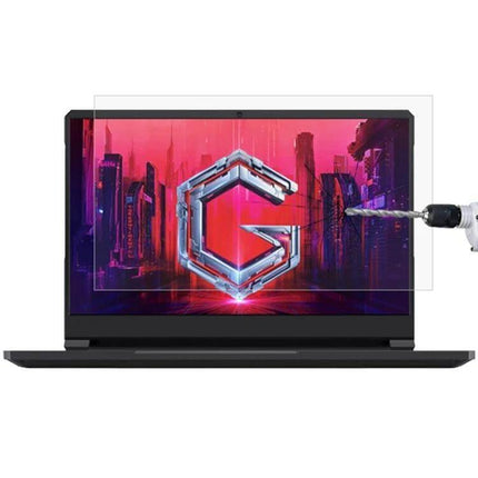 Tempered Glass Protective Film for 16-Inch Laptops like Xiaomi and Dell - clear anti-glare screen protector shown on gaming laptop