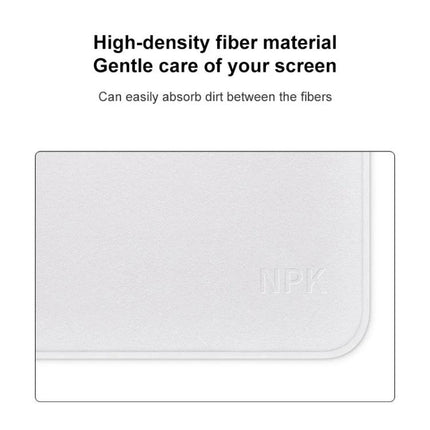 Soft Microfiber Polishing Cloth for Apple Nano-Texture Screens - white high-density fiber close-up showing gentle, nonabrasive microfiber surface