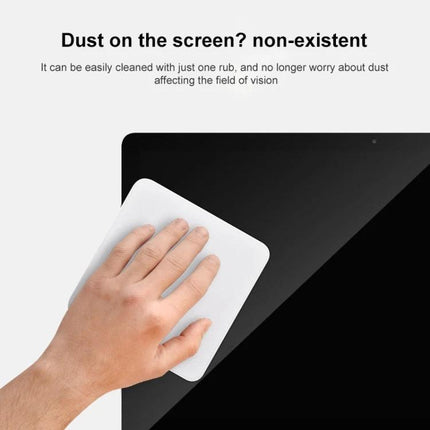 Soft Microfiber Polishing Cloth for Apple Nano-Texture Screens cleaning an iMac screen removing dust and fingerprints with one gentle rub