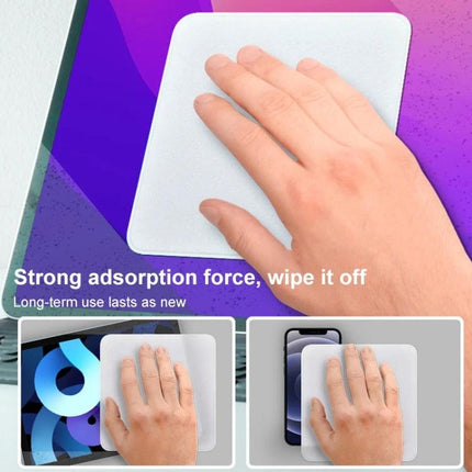 Soft Microfiber Polishing Cloth for Apple Nano-Texture Screens being used to gently remove fingerprints and smudges from an iMac screen