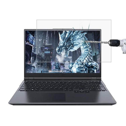 HD Tempered Glass Protective Film for Lenovo Laptops showing clear scratch and impact resistance on laptop screen