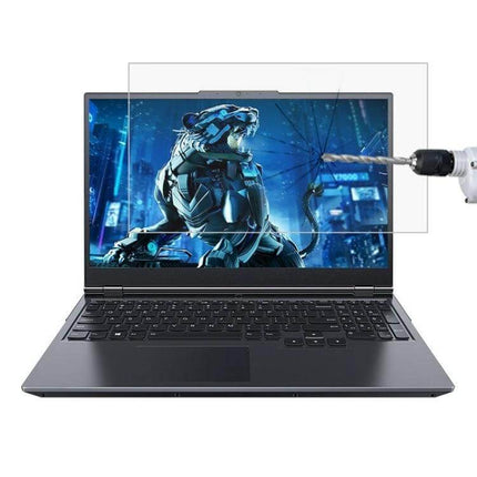 HD Tempered Glass Protective Film for Lenovo Laptops shown on laptop shielding screen from scratches and impacts