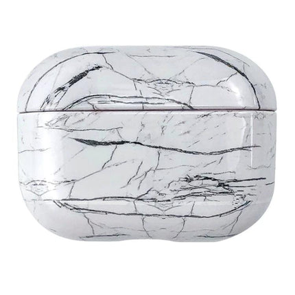 Marble Protective Case for Daily AirPods Pro Use — slim white marble texture case with charging port access