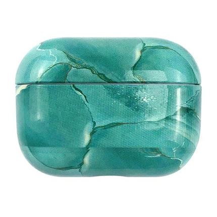 Marble Protective Case for Daily AirPods Pro Use - teal marble-texture protective AirPods Pro case with charging port access